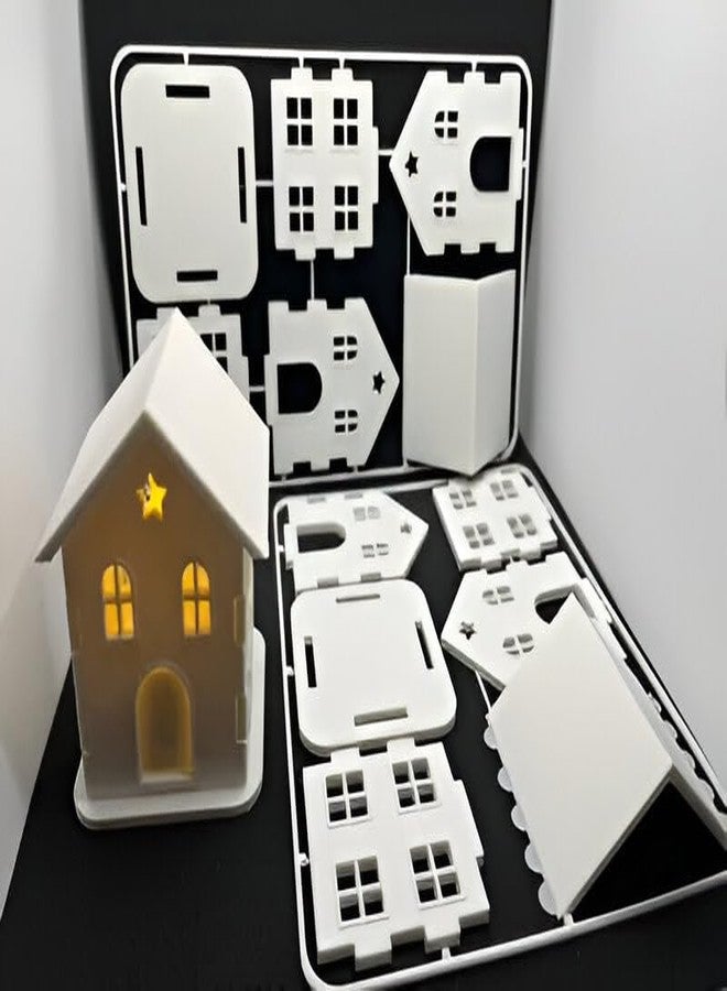 Beoals 3D DIY House Puzzle with LED Light, White Assembly Kit - Image 3